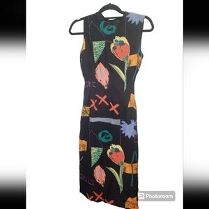 VTG Joanie Char Geometric Floral Dress Floral With Tieback SZ.2